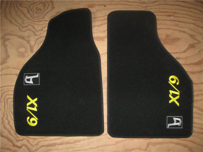 Picture of set of 2 carpet floor mats, black, X 1/9 in yellow