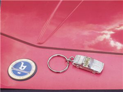 Picture of keyring X 1/9, handmade in tin, 43 mm